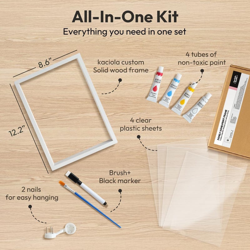 Kaciola Family Handprint Kit, DIY Newborn Keepsake Frame, Baby Hand and Footprint Kit, Unique New Baby Gift for Mothers Day Crafts Anniversary (White) - Image 3
